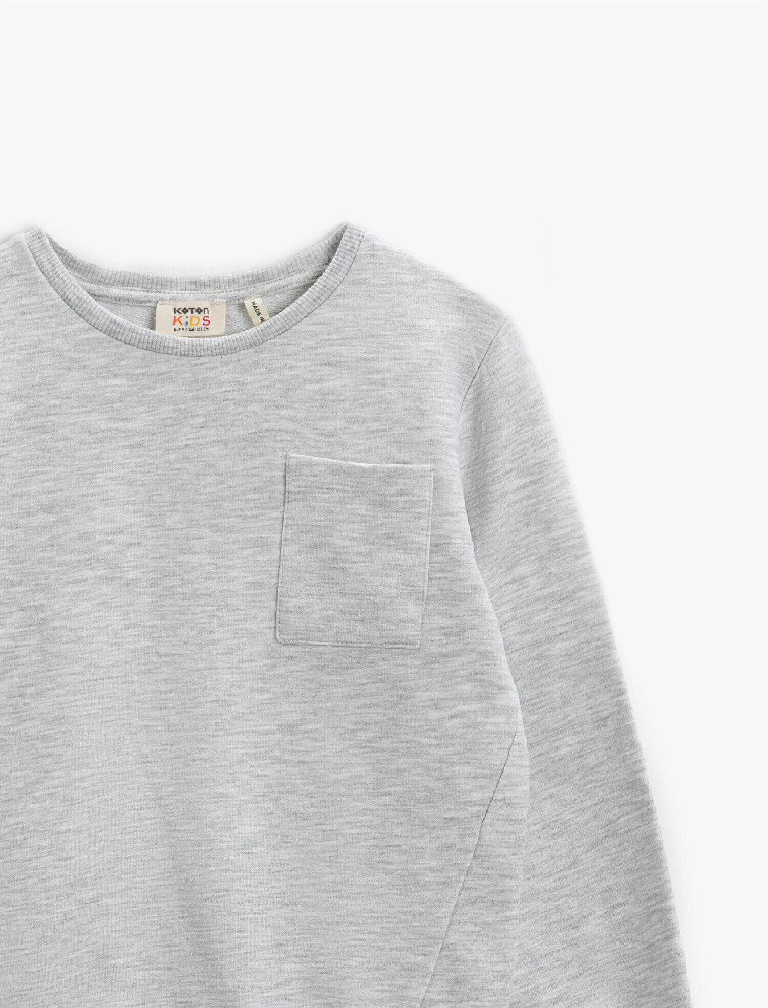  Erkek Çocuk Basic Cepli Sweatshirt Uzun Kollu Pamuklu