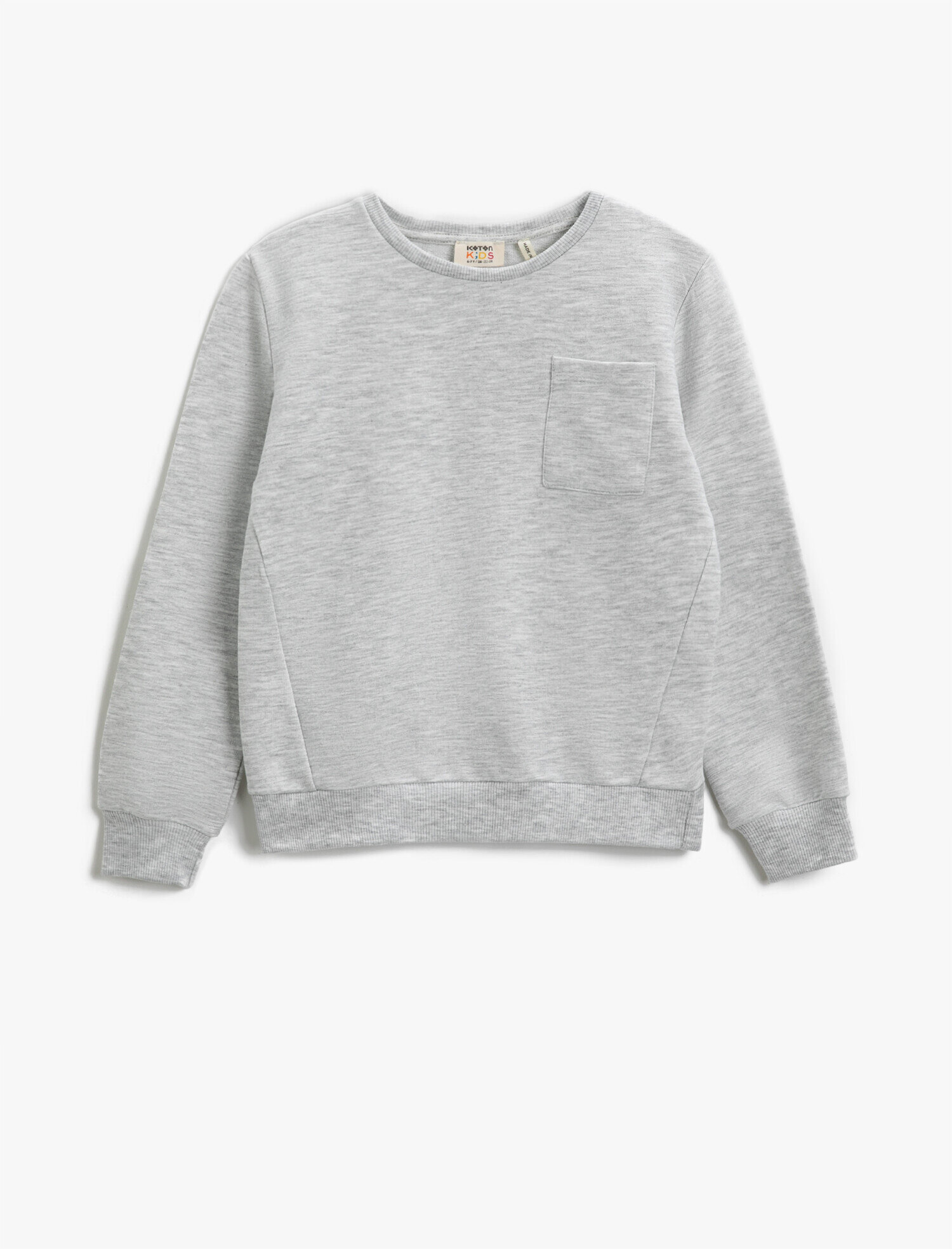  Erkek Çocuk Basic Cepli Sweatshirt Uzun Kollu Pamuklu