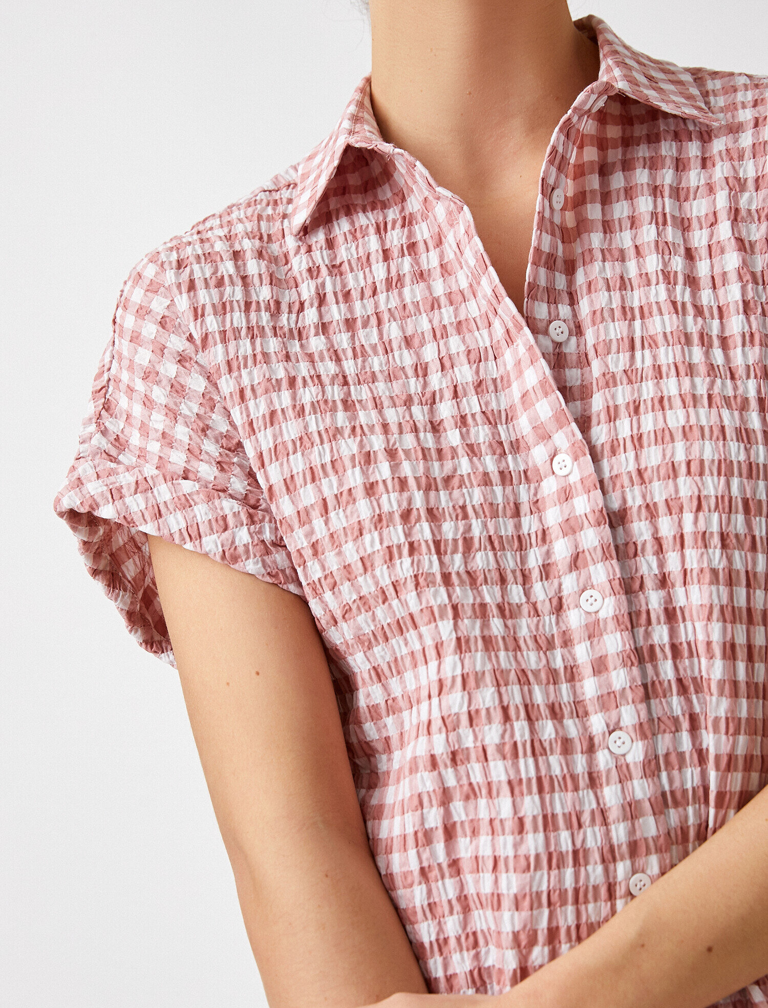   Kareli Kısa Kollu Gömlek