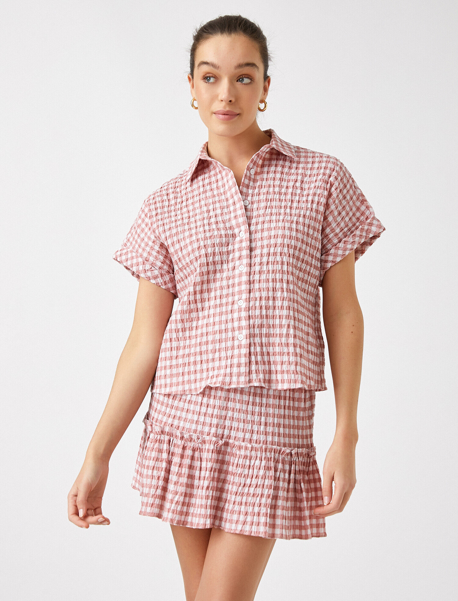   Kareli Kısa Kollu Gömlek