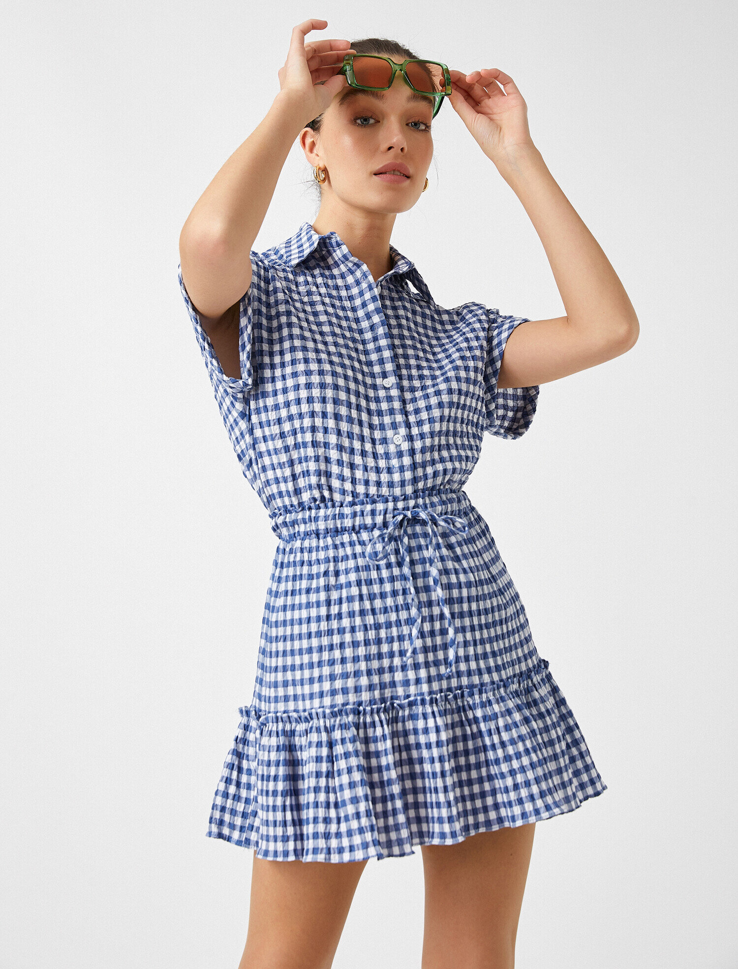   Kareli Kısa Kollu Gömlek