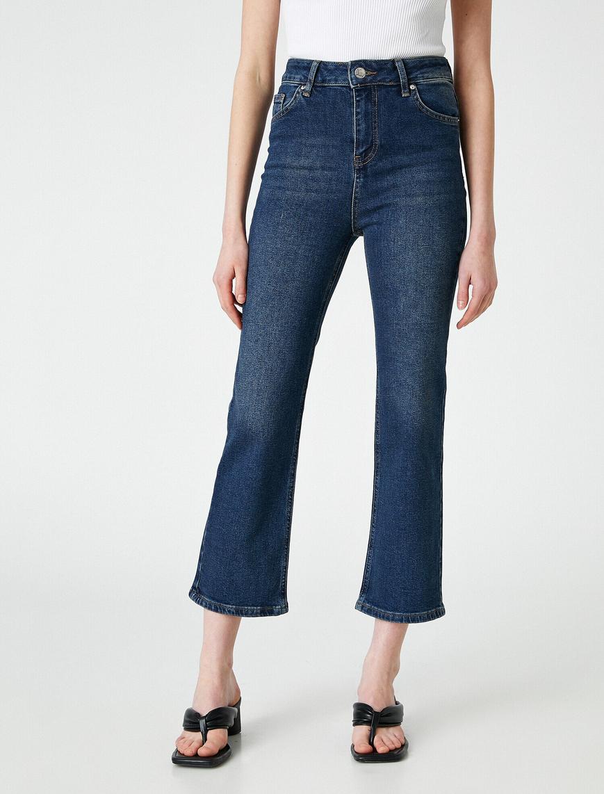   İspanyol Paça Kot Pantolon Yüksek Bel - Victoria Crop Jean
