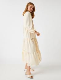 Fitil Detaylı Uzun Elbise