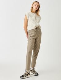 Yüksek Bel Havuç Pantolon Belden Bağlamalı