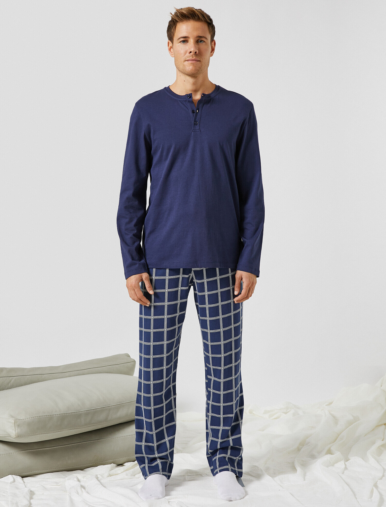 Pamuklu Kareli Pijama Altı