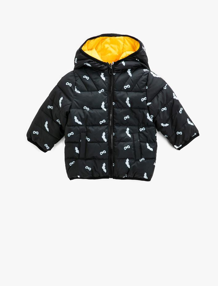 Erkek Bebek Baskılı Kapüşonlu Anorak Mont