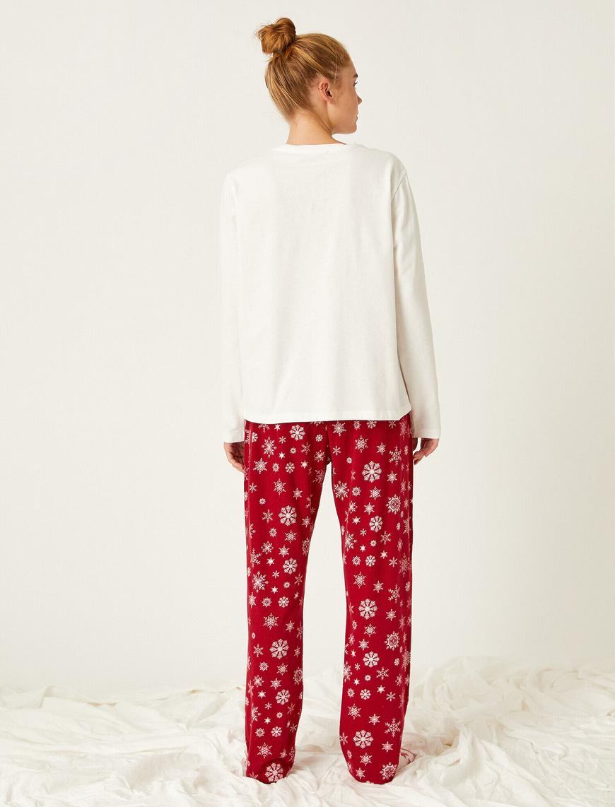   Pamuklu Uzun Kollu Desenli Pijama Takımı