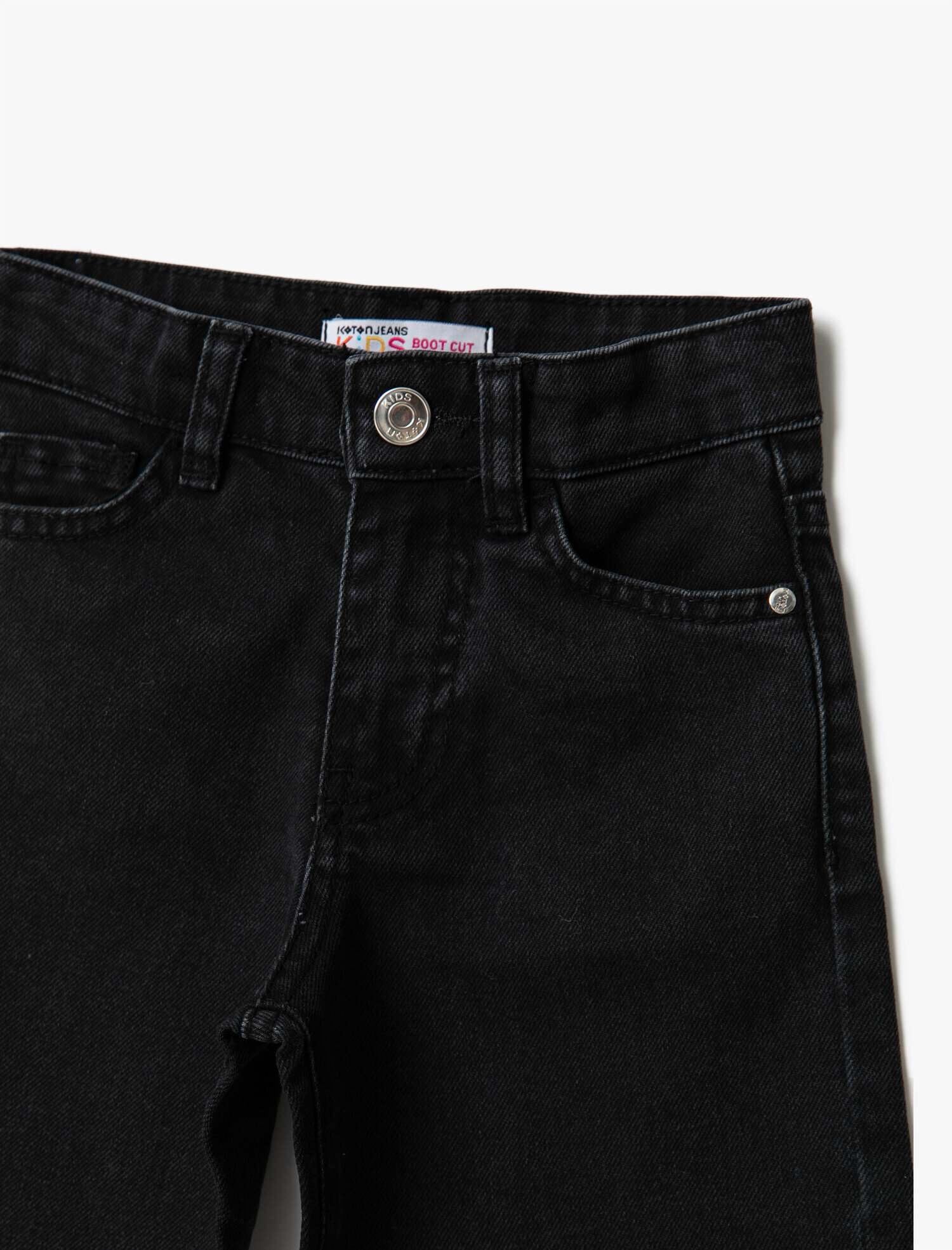  Kız Çocuk Kısa Bol Paça Kot Pantolon Pamuklu Cepli - Boot Cut Jean