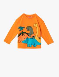 Dinazor Baskılı Uzun Kollu Tişört Pamuklu