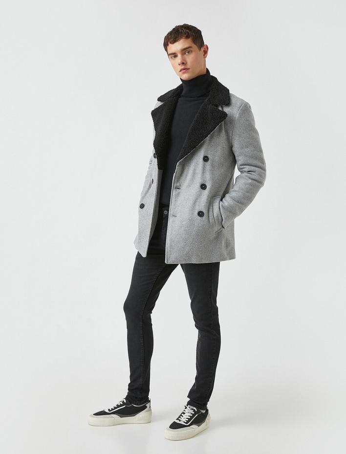  Suni Kürk Yaka Kaşe Kaban