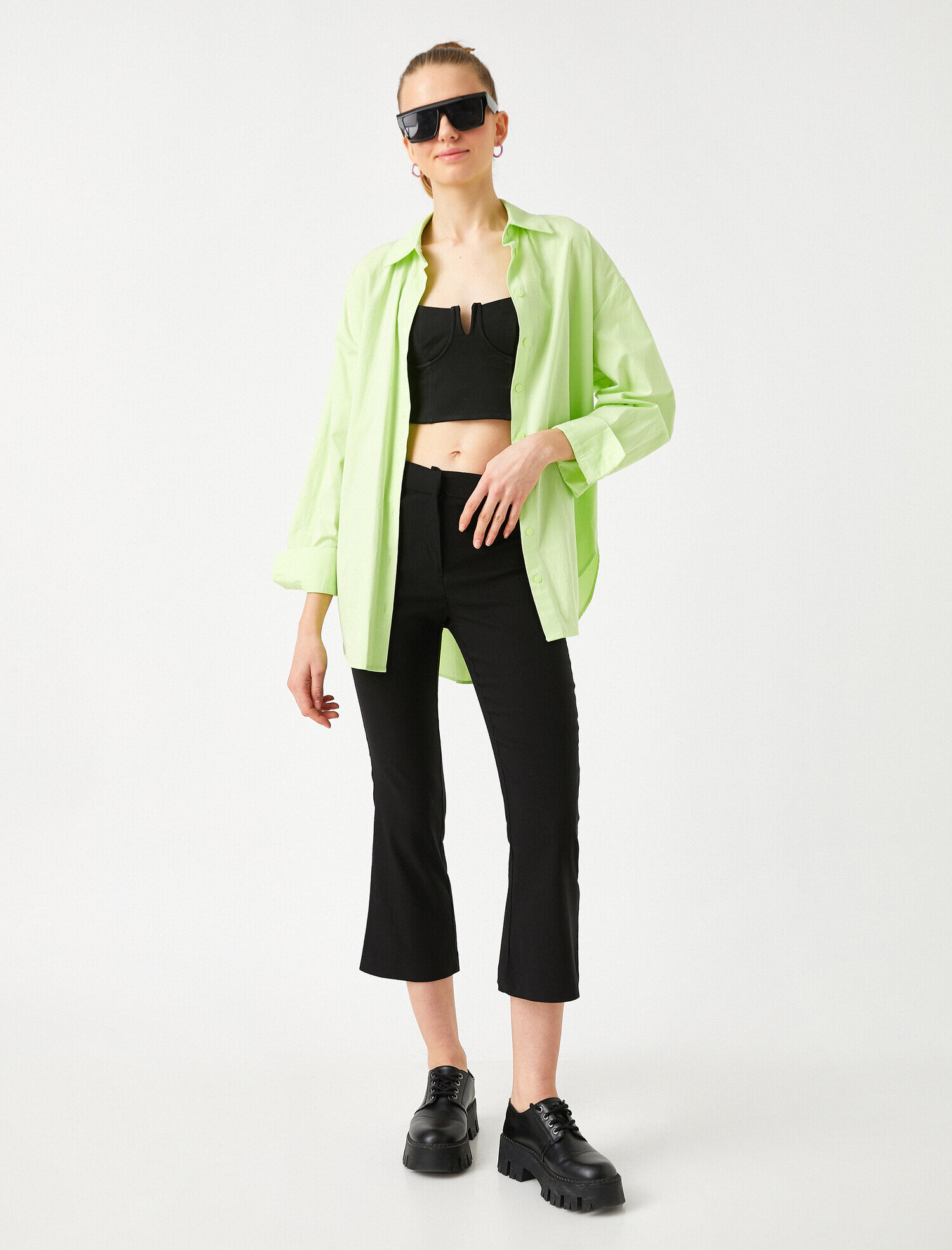   Yüksek Bel Crop İspanyol Paça Pantolon