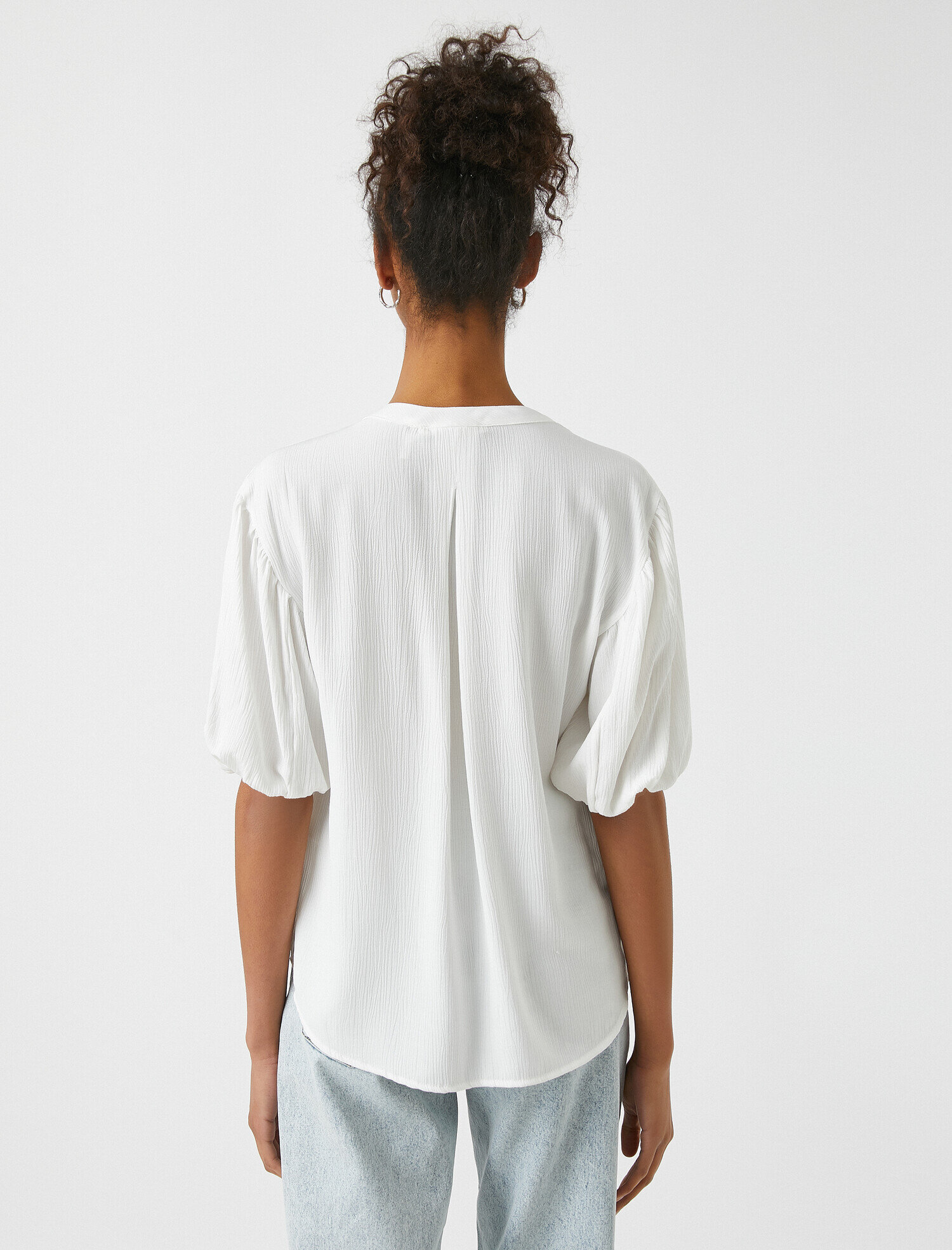   V Yaka Balon Kollu Bluz