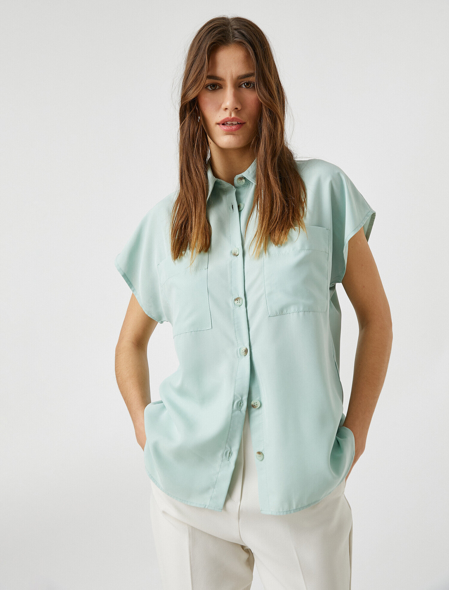   Kısa Kollu Gömlek Cepli