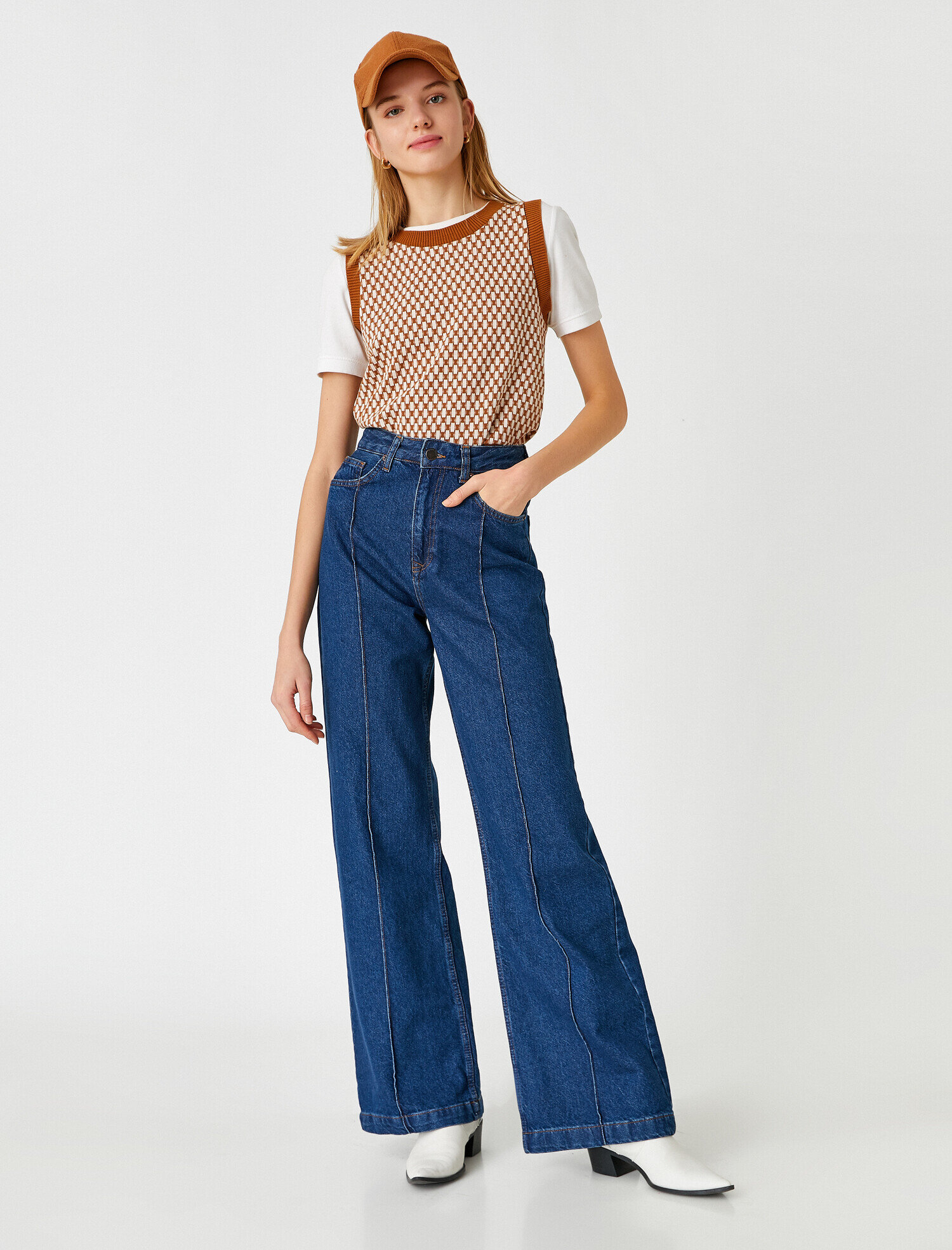   Yüksek Bel Bol Paça Kot Pantolon - Bianca Jean