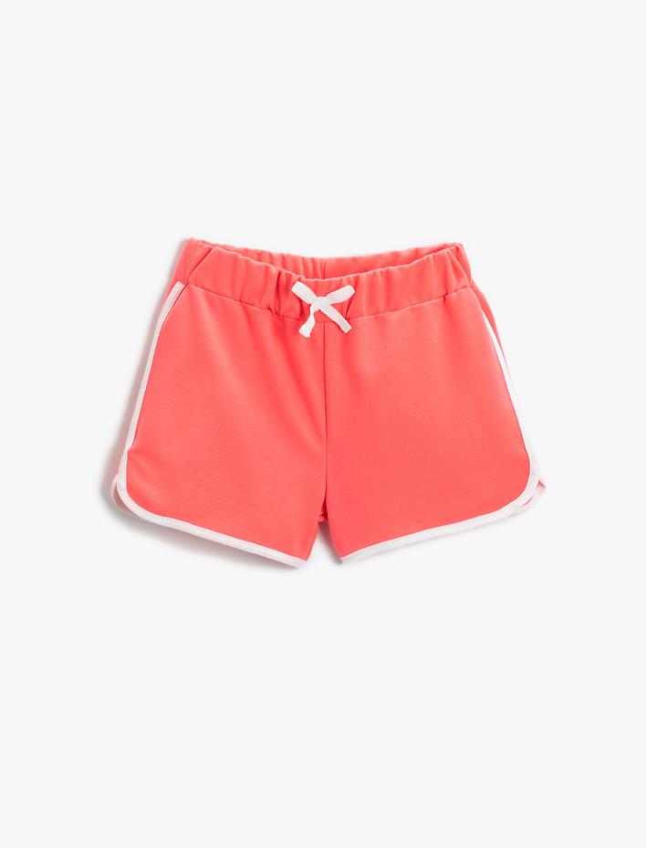 Kız Çocuk Fiyonklu Şeritli Şort Pamuklu