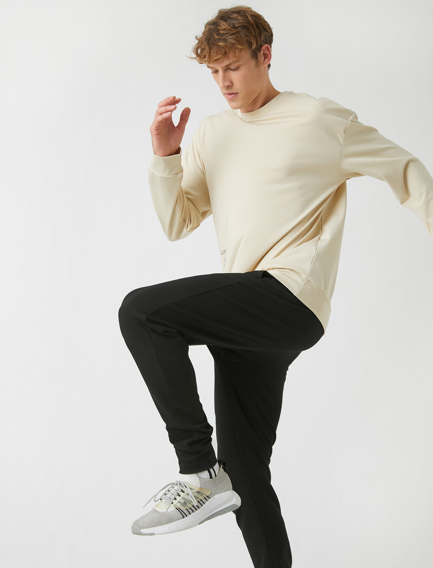 Bisiklet Yaka Baskılı Tişört Uzun Kollu