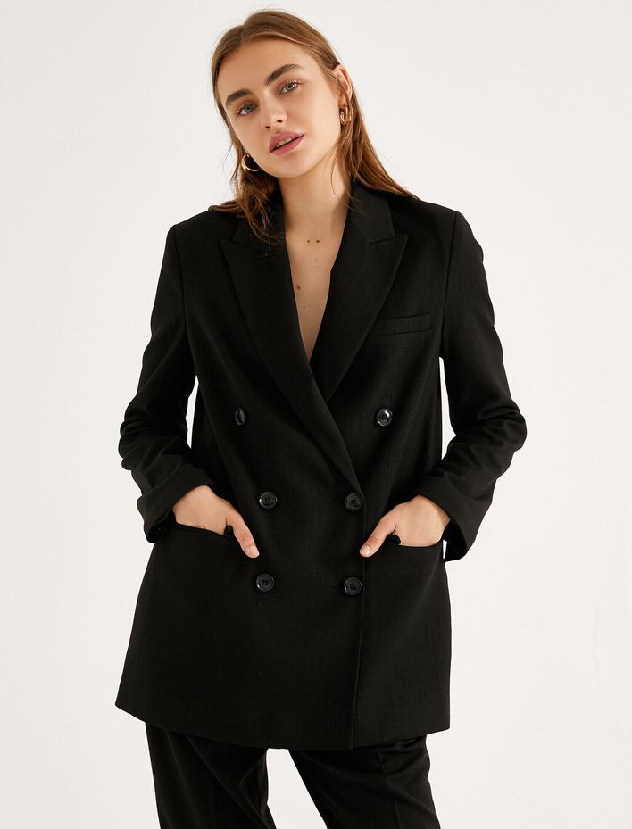  Kruvaze Yaka Blazer Ceket