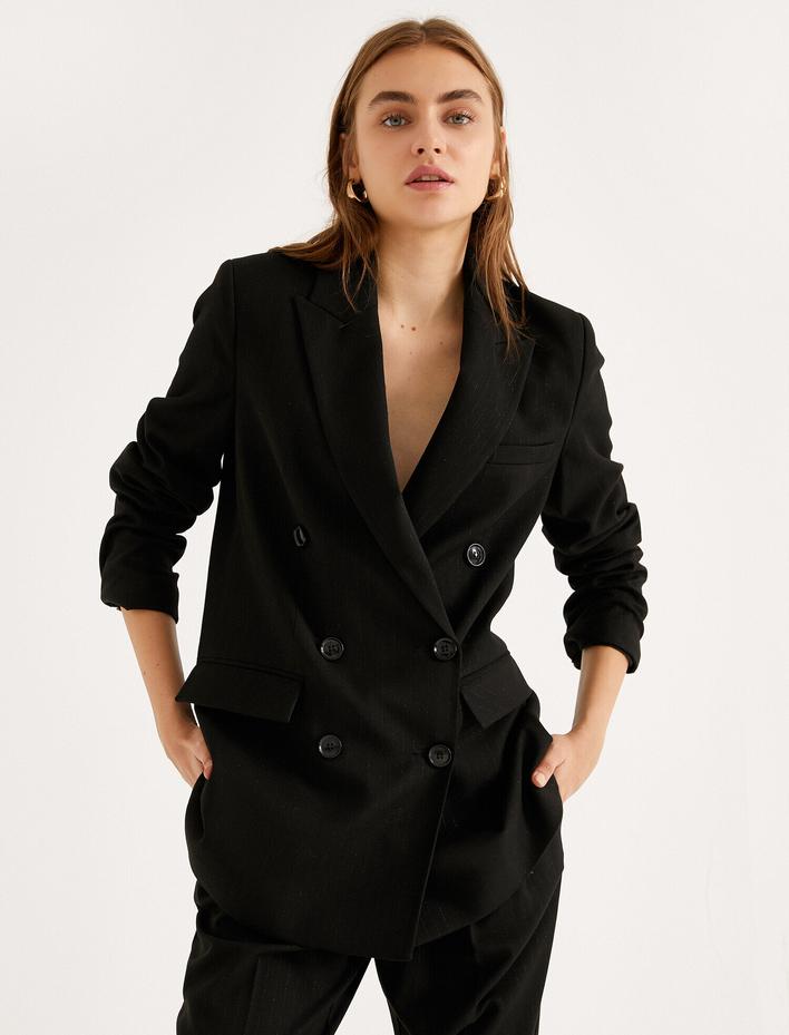  Kruvaze Yaka Blazer Ceket
