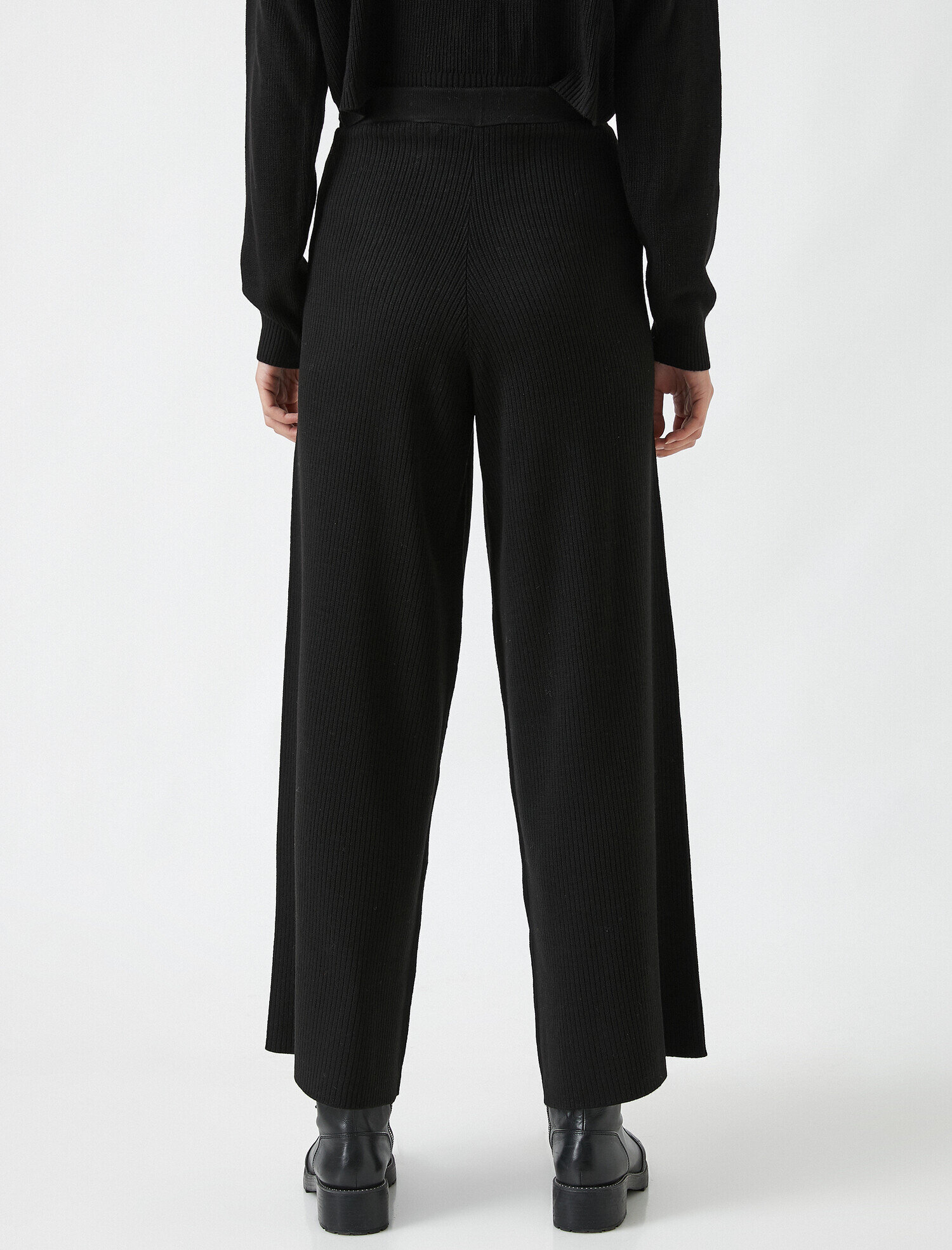   Triko Pantolon Yüksek Bel Geniş Paça