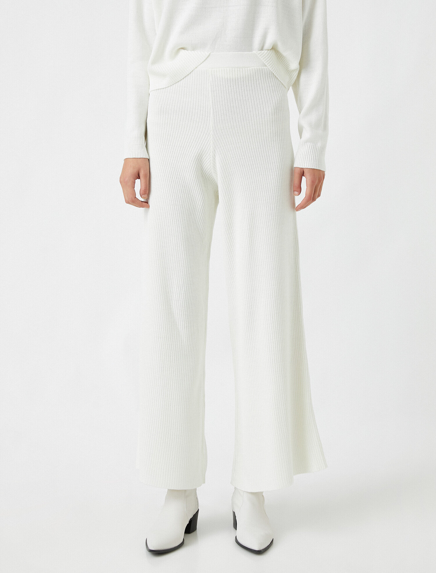   Triko Pantolon Yüksek Bel Geniş Paça