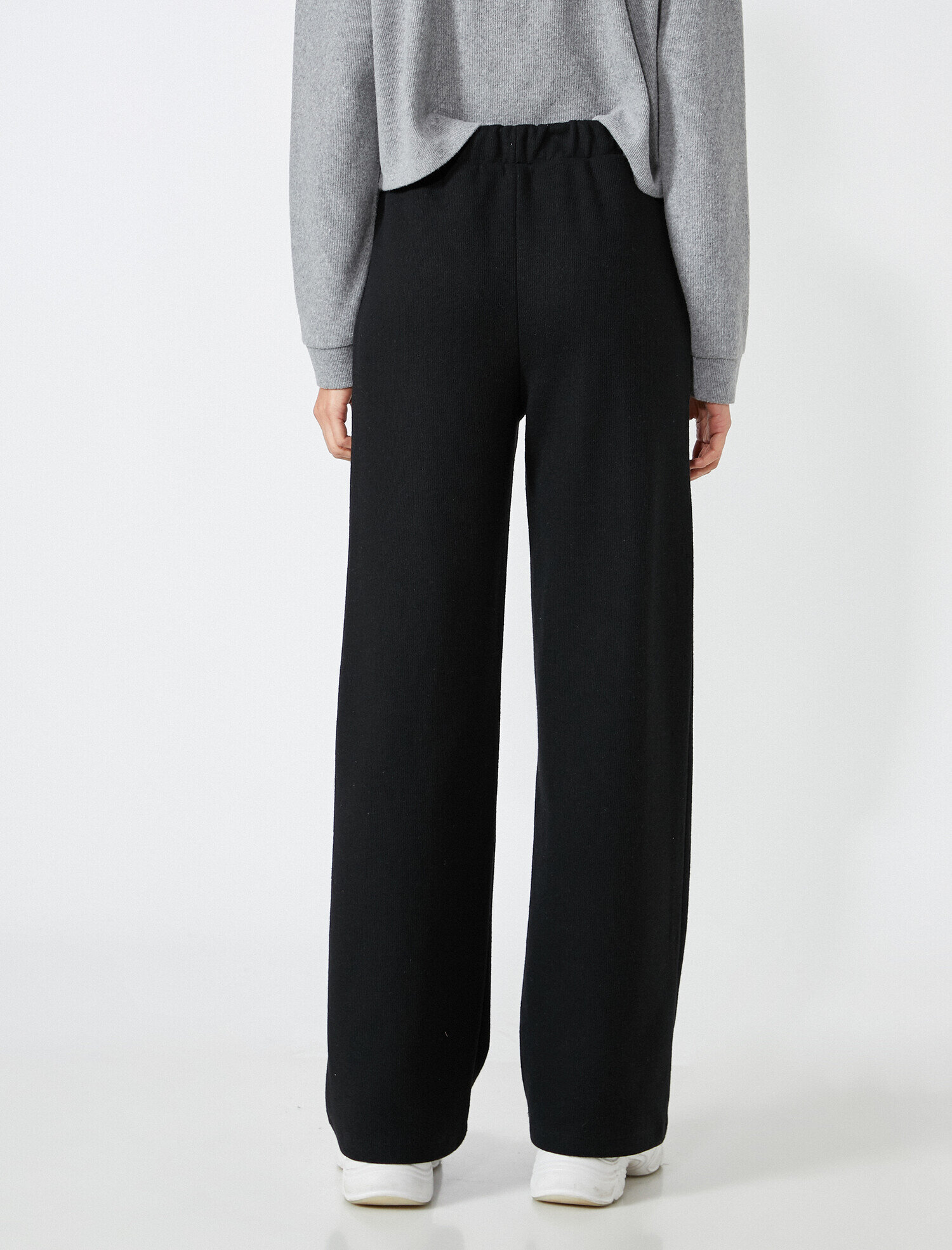   Beli Bağcıklı Pantolon Geniş Paça Önden Şeritli