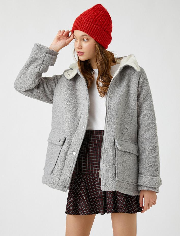  Cepli Kapüşonlu Fermuarlı Kaban