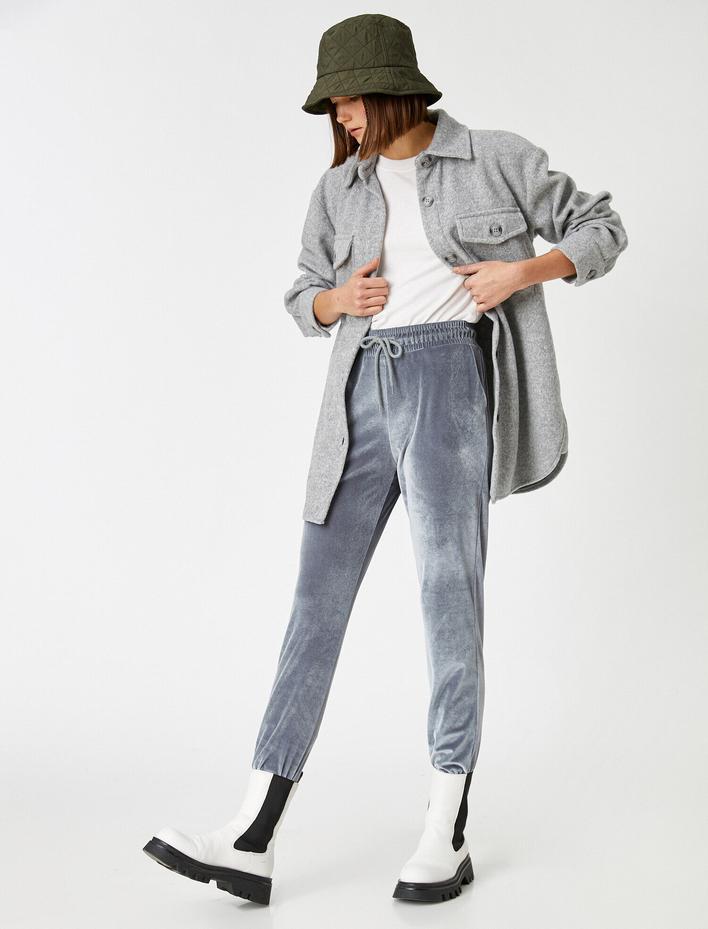  Kadife Eşofman Altı Beli Lastikli