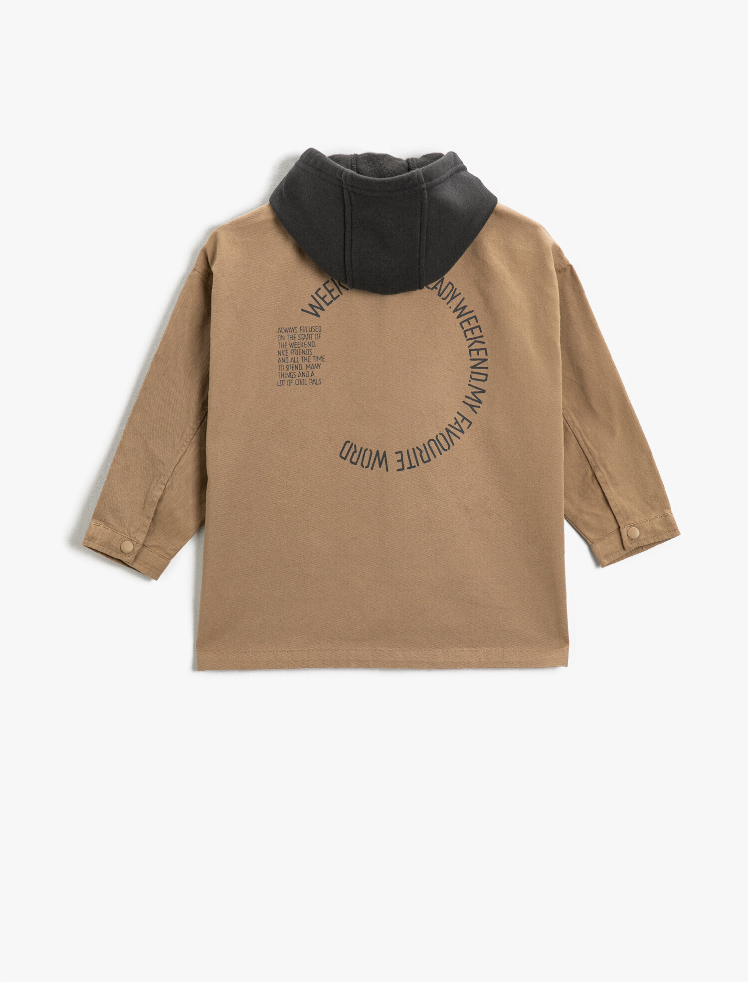  Erkek Çocuk Basic Oversize Uzun Kollu Kapşonlu Ceket Pamuklu