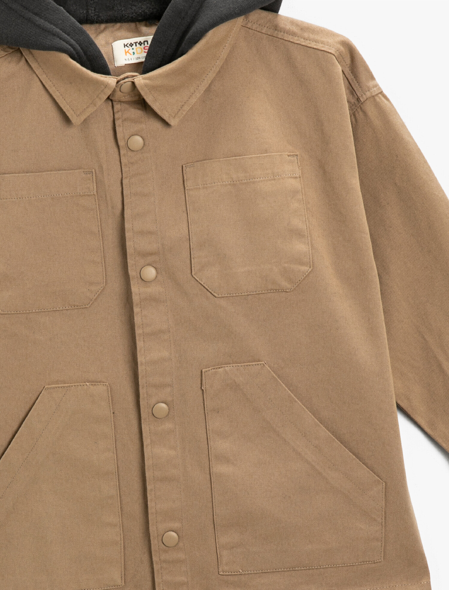  Erkek Çocuk Basic Oversize Uzun Kollu Kapşonlu Ceket Pamuklu