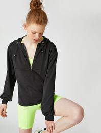 Kapüşonlu Fermuarlı Spor Sweatshirt