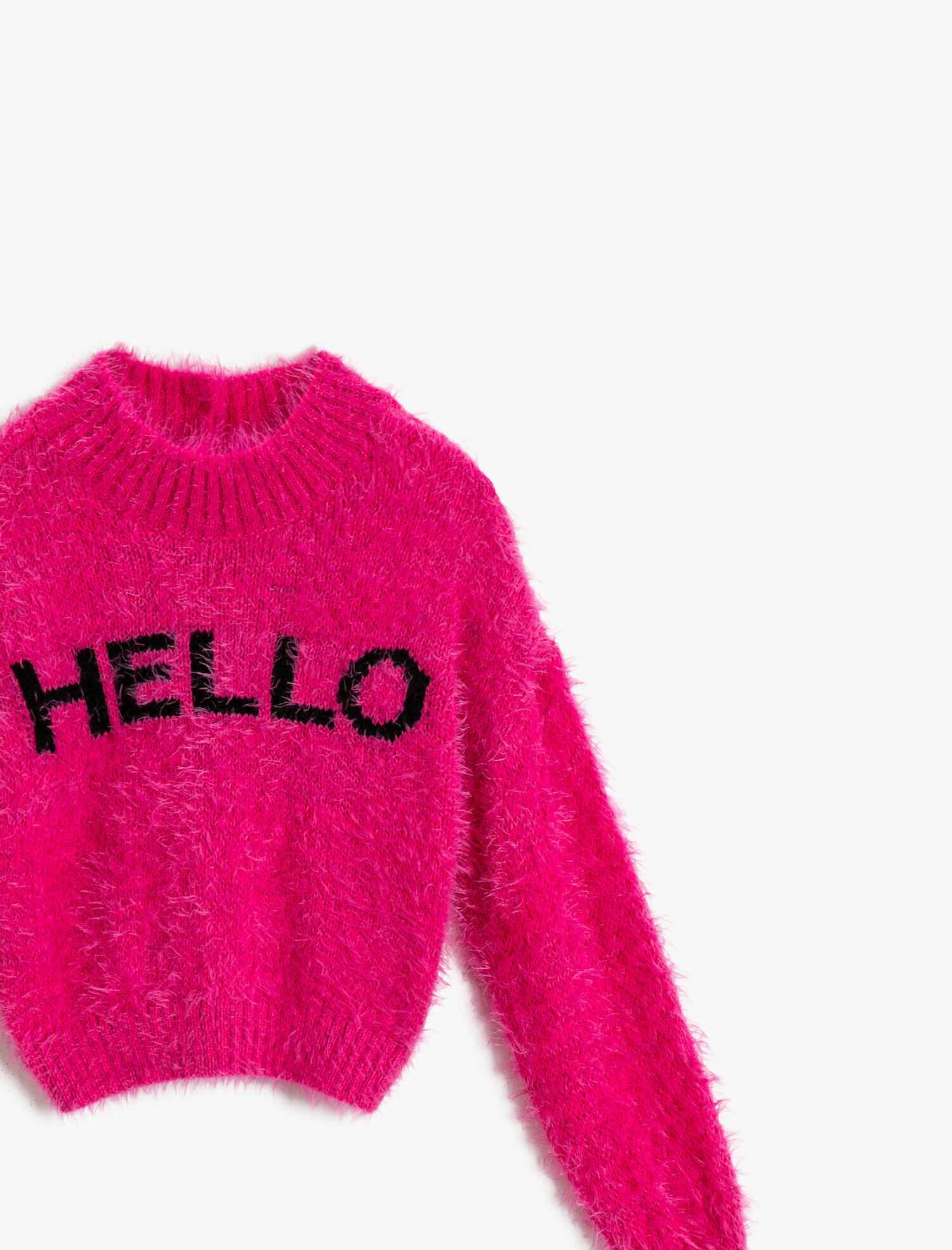  Kız Çocuk Hello Baskılı Kazak Uzun Kollu Bisiklet Yaka