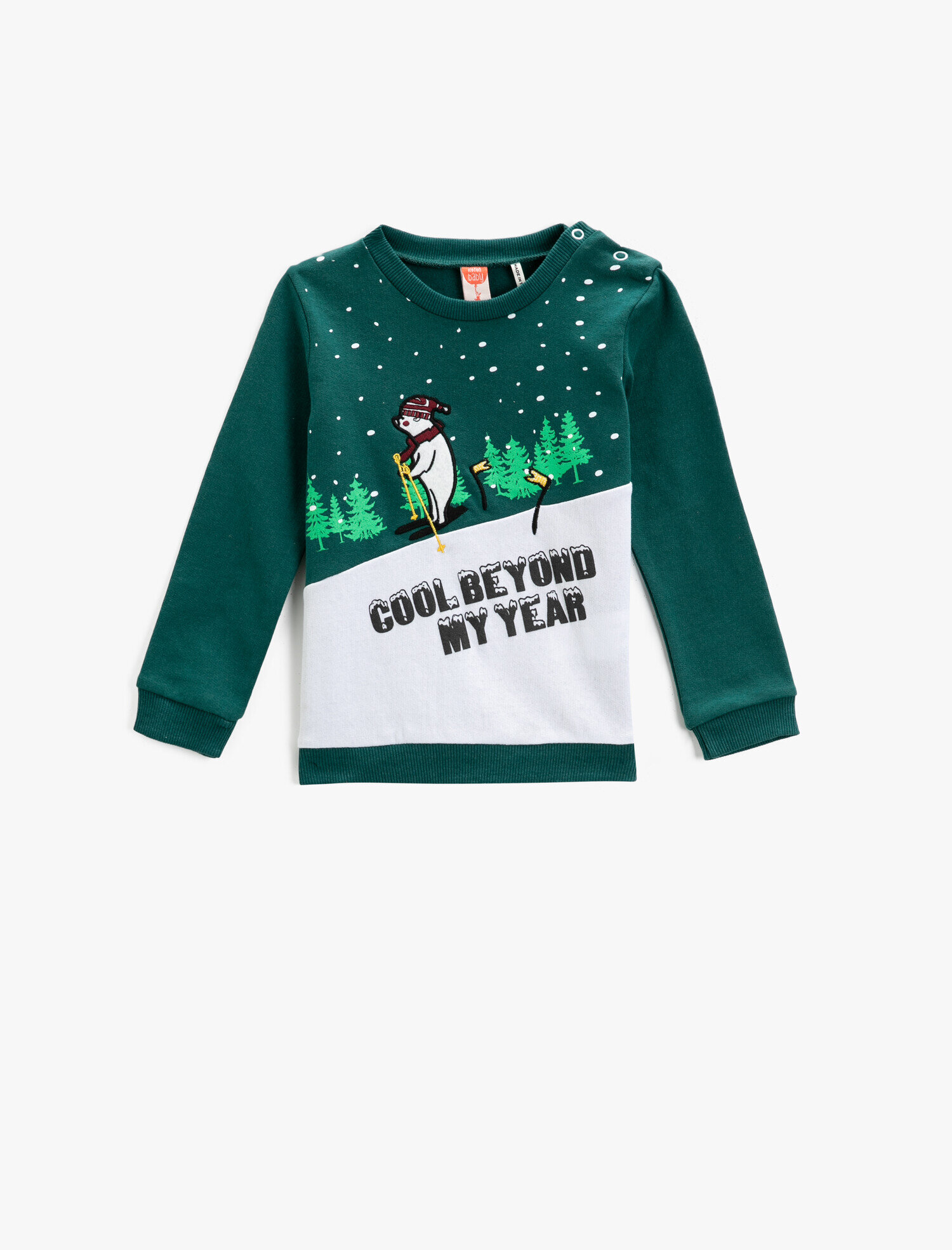  Erkek Bebek Baskılı Bisiklet Yaka Sweatshirt Pamuklu