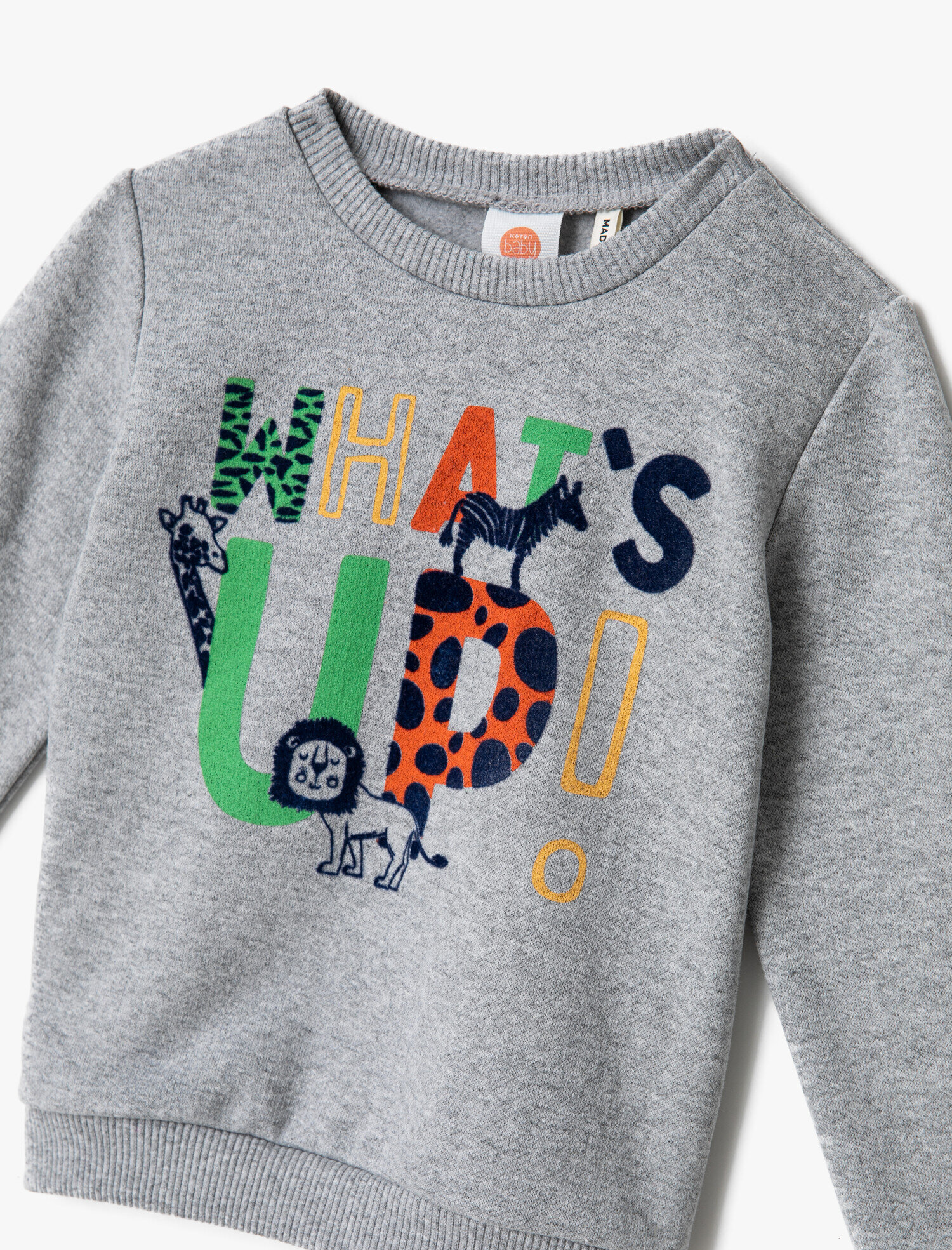  Erkek Bebek Baskılı Sweatshirt Bisiklet Yaka