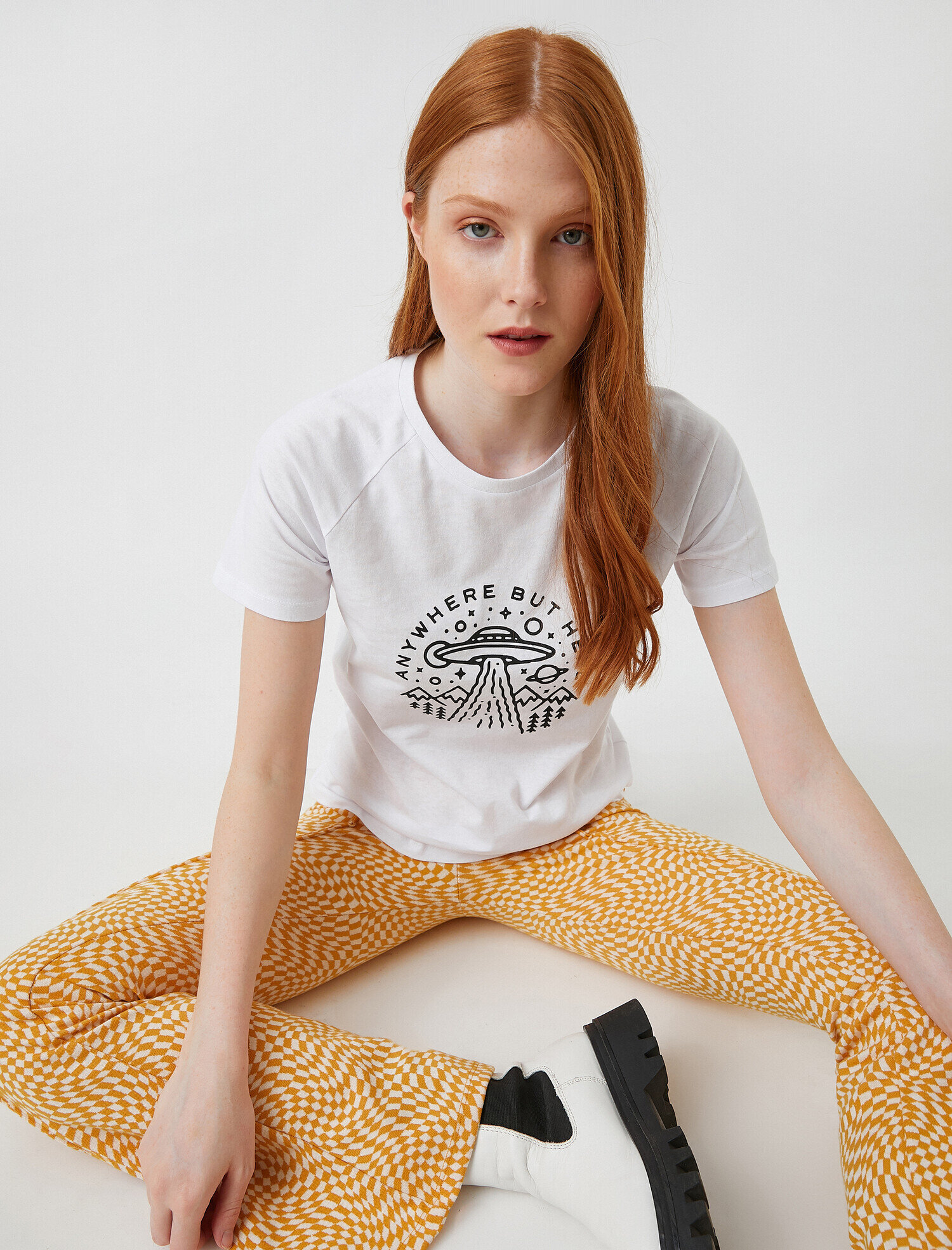   Baskılı Kısa Kollu Pamuklu Tişört