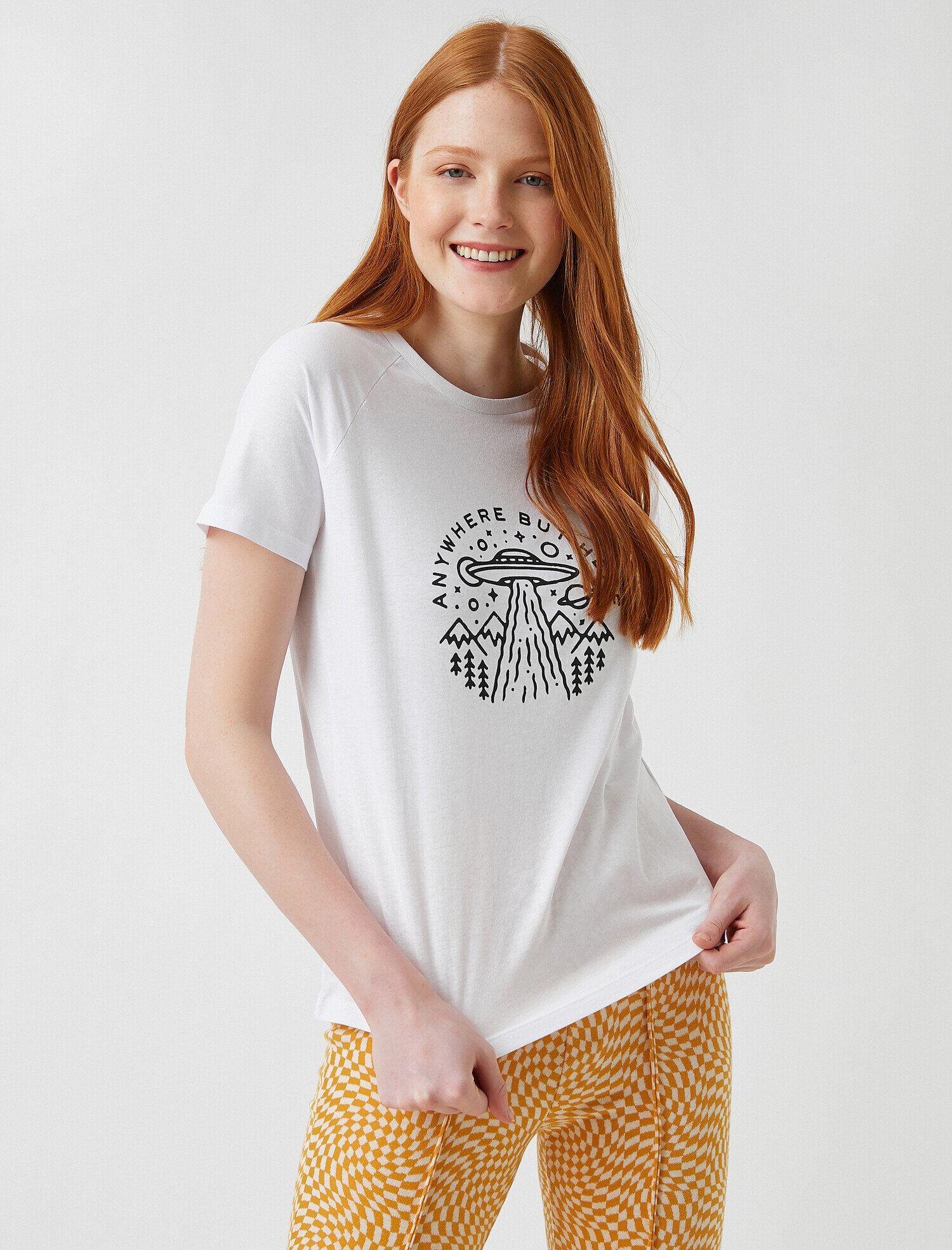   Baskılı Kısa Kollu Pamuklu Tişört