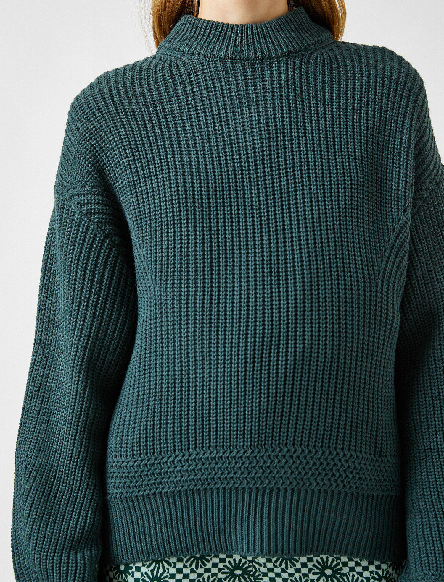   Örgü Detaylı Triko Kazak Uzun Kollu