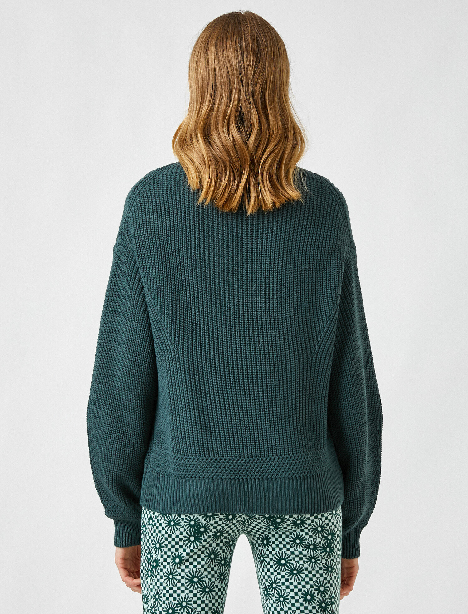   Örgü Detaylı Triko Kazak Uzun Kollu