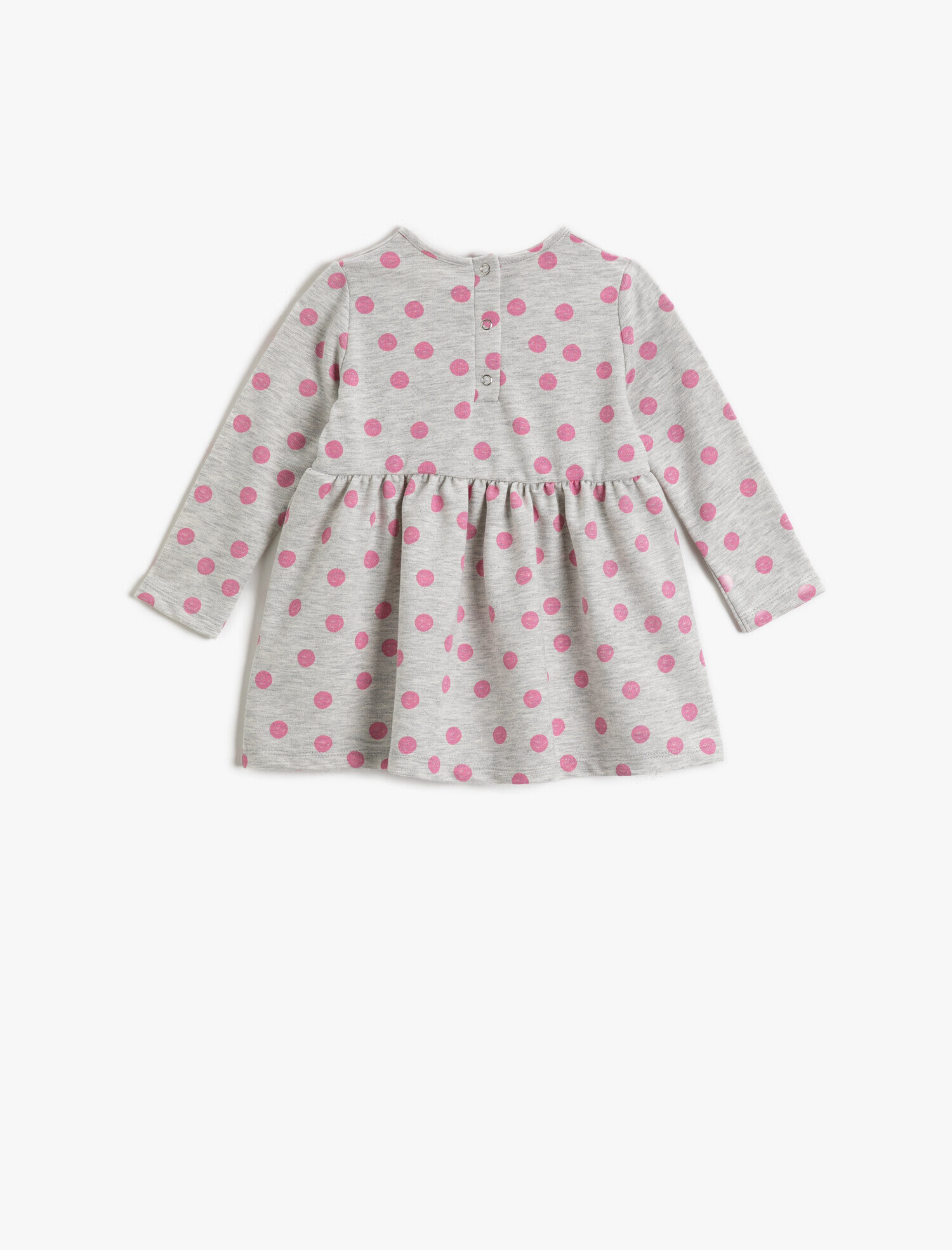  Kız Bebek Gökkuşağı Baskılı Puantiyeli Elbise Uzun Kollu Bisiklet Yaka