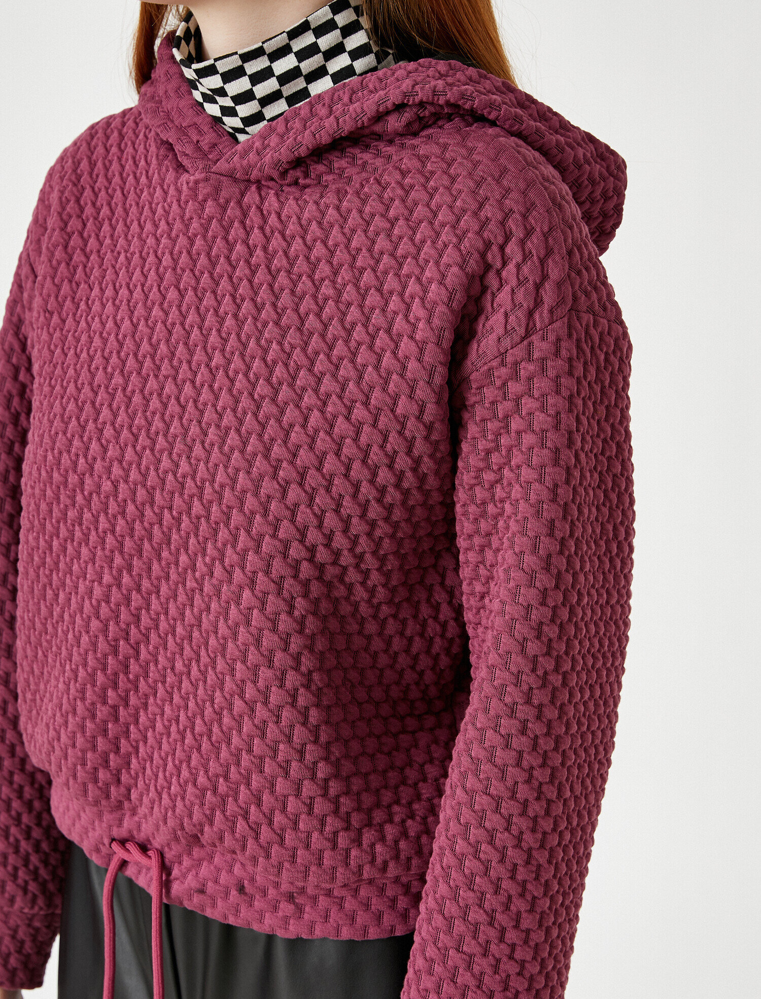   Kapüşonlu Kapitone Uzun Kollu Sweatshirt