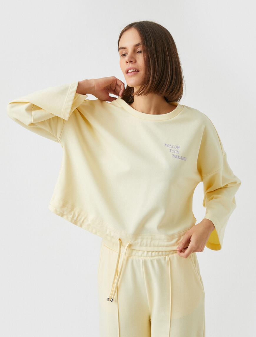   Kolları Geniş Bisiklet Yaka Pijama Üstü