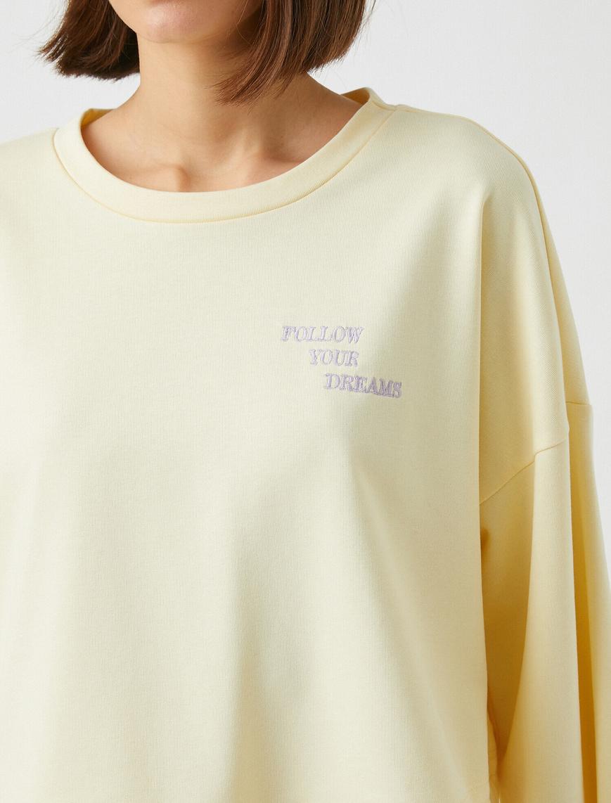   Kolları Geniş Bisiklet Yaka Pijama Üstü