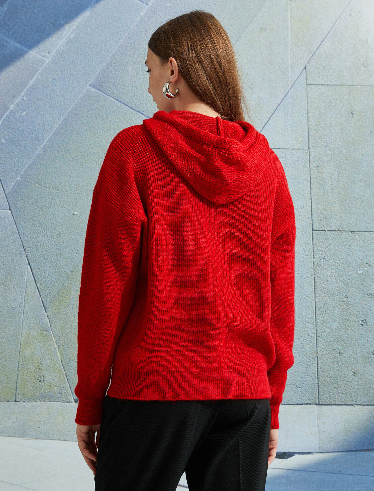   Kapüşonlu Triko Kazak