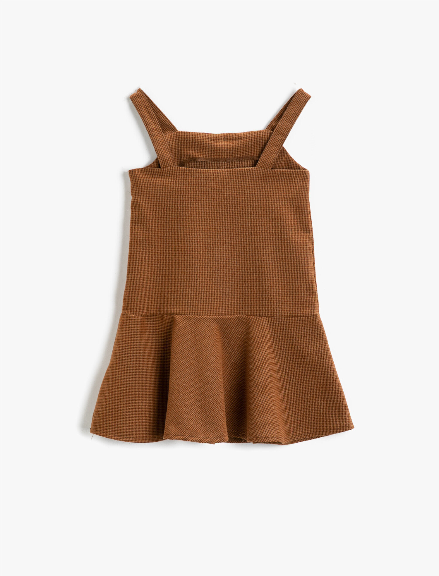  Kız Çocuk Fırfırlı Kareli Askılı Elbise