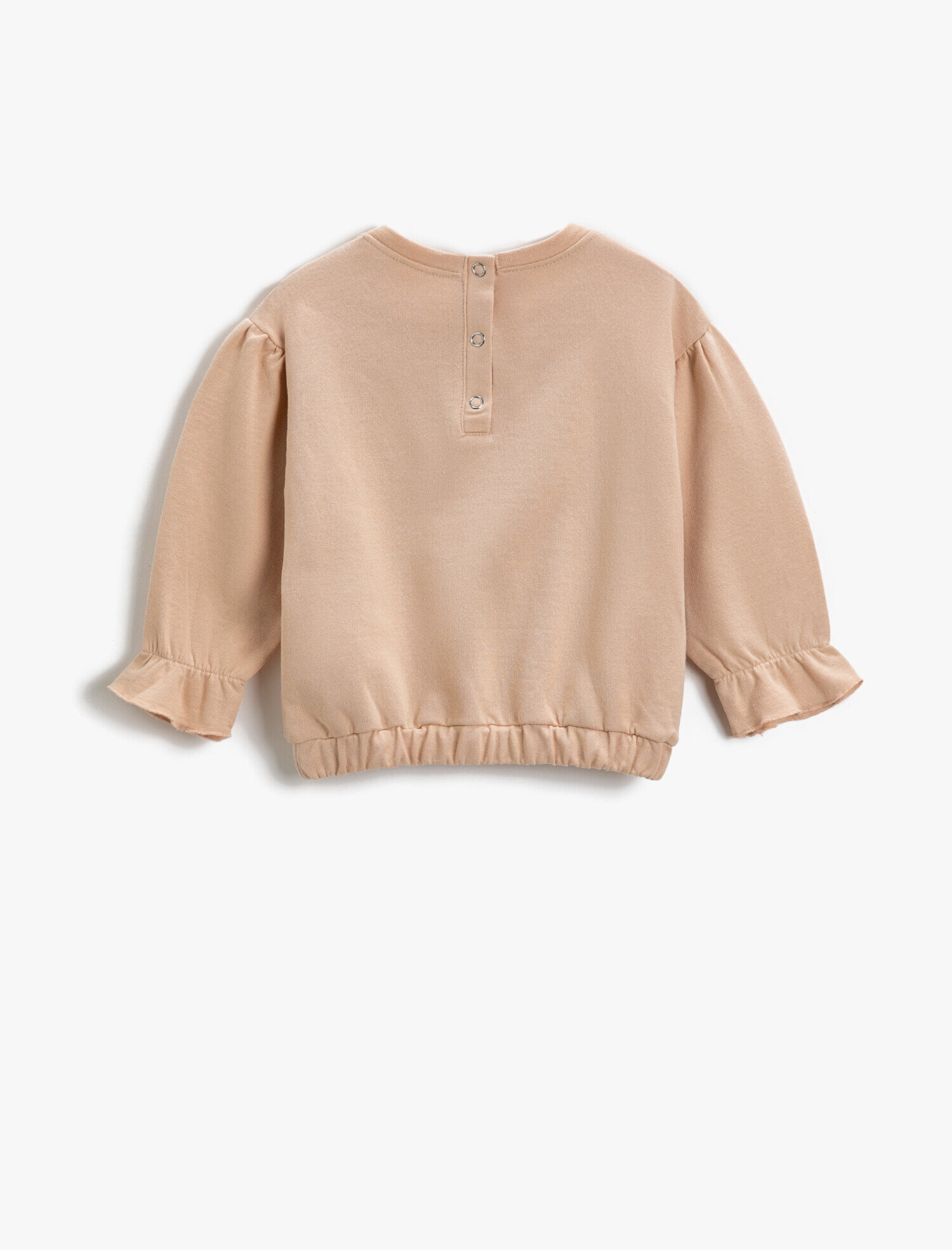  Kız Bebek Baskılı Bisiklet Yaka Sweatshirt Pamuklu