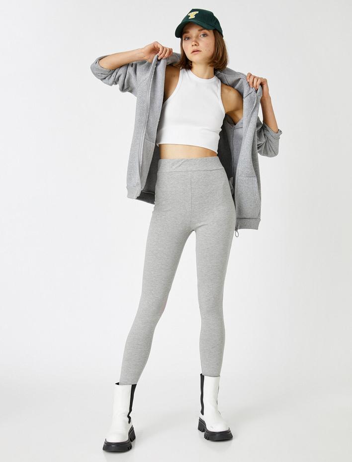  Tül Detaylı Yüksek Bel Pamuklu Tayt