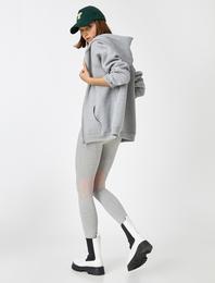 Tül Detaylı Yüksek Bel Pamuklu Tayt