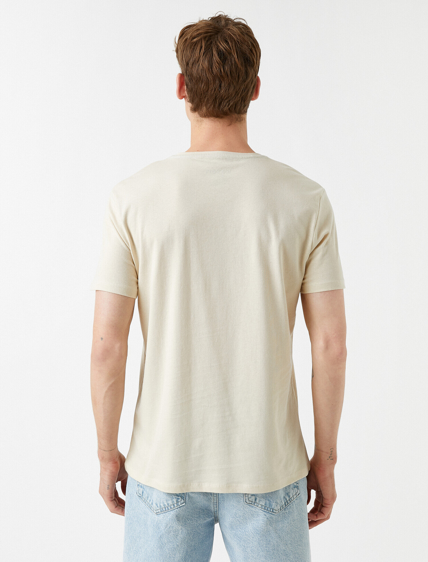 Bisiklet Yaka Tişört Pamuklu