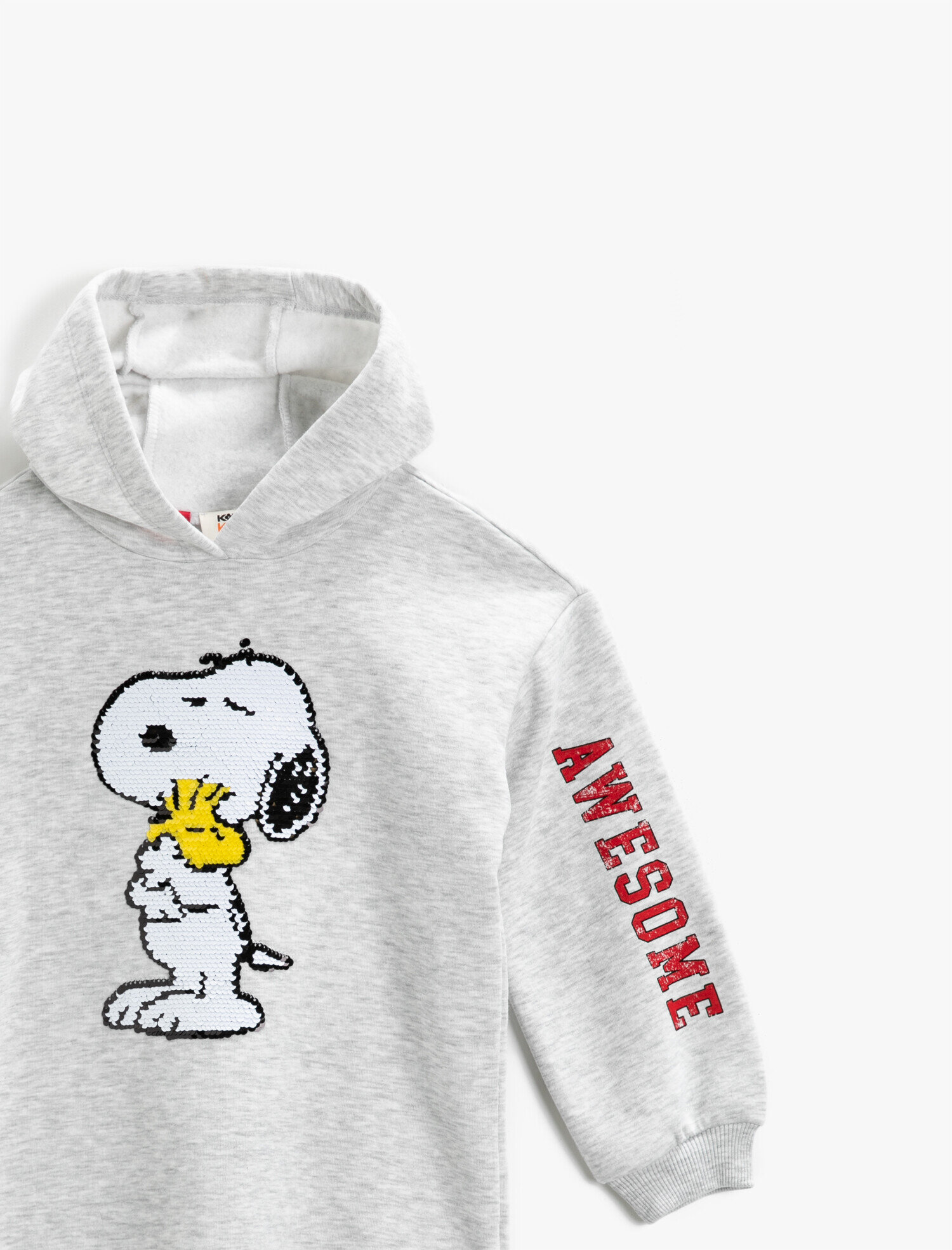  Kız Çocuk Snoopy Lisanslı Sweat Elbise Baskılı Kapüşonlu