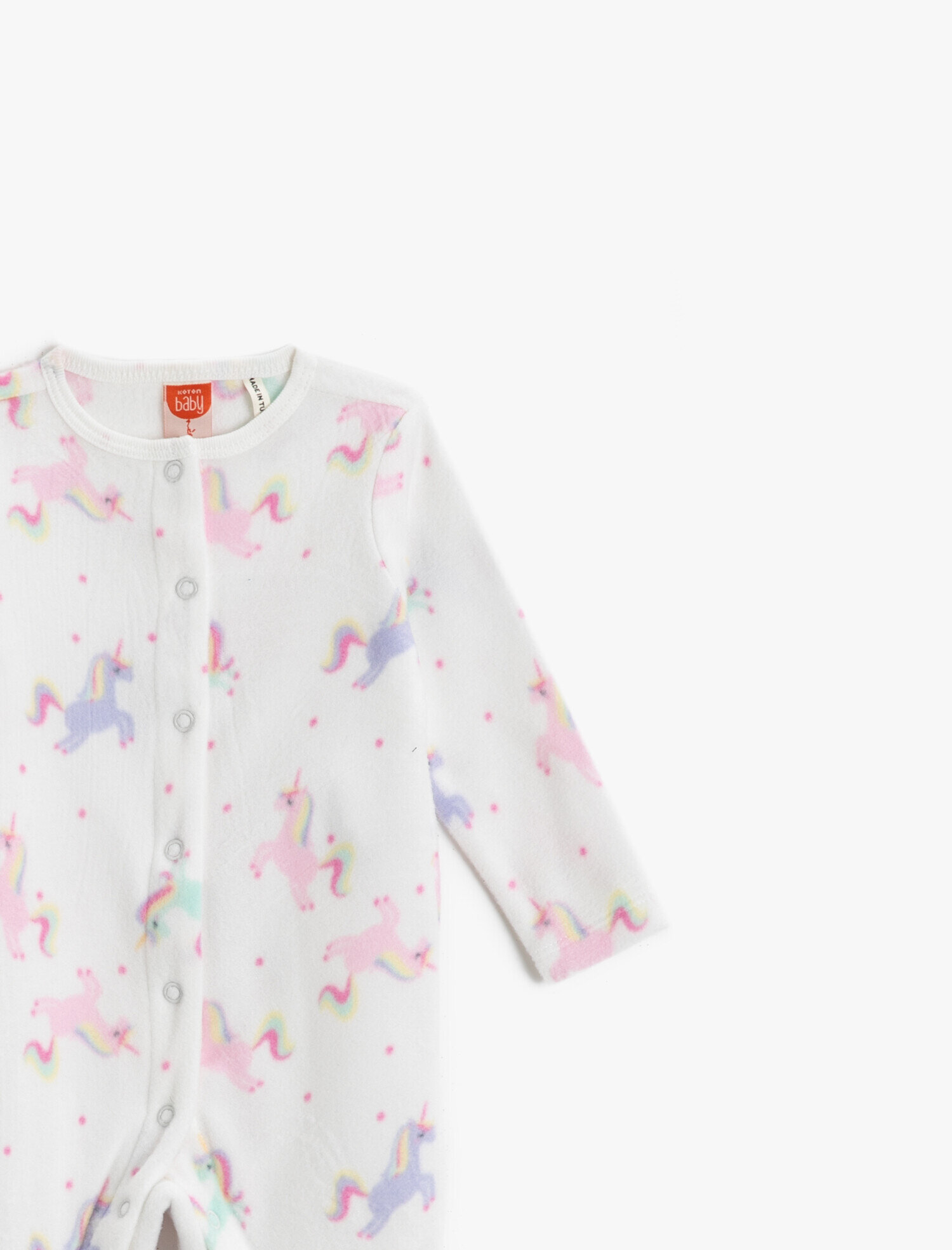  Kız Bebek Unicorn Baskılı Tulum Uzun Kollu Tam Ayak Çıtçıtlı