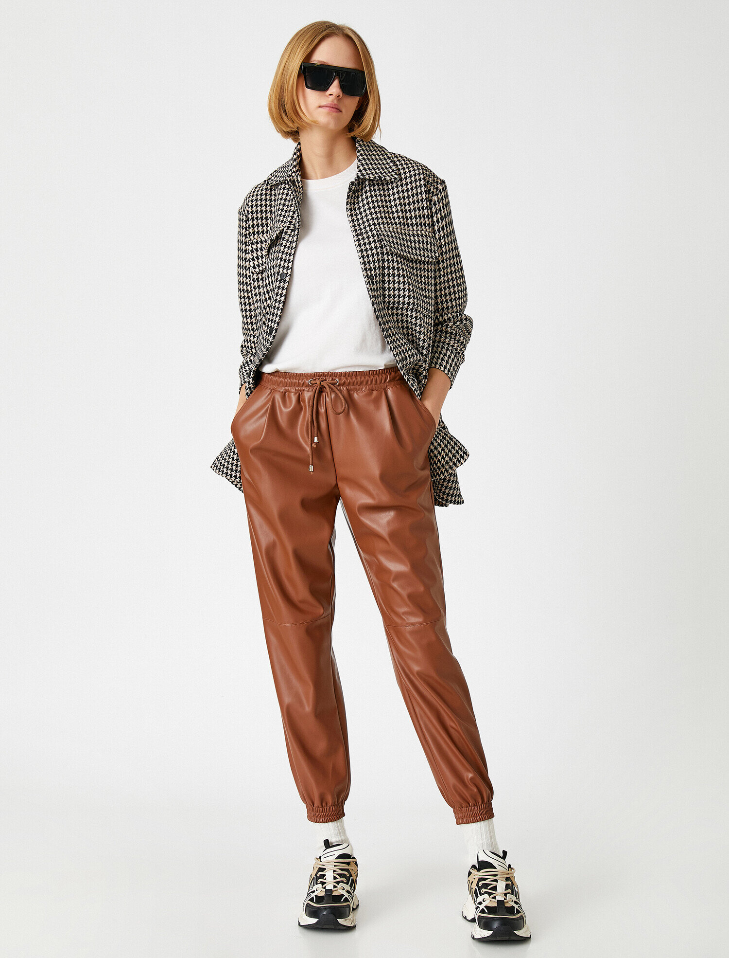   Suni Deri Jogger Pantolon